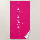 Meisjes hot-roze script name strandhanddoek strandlaken (Voorkant)