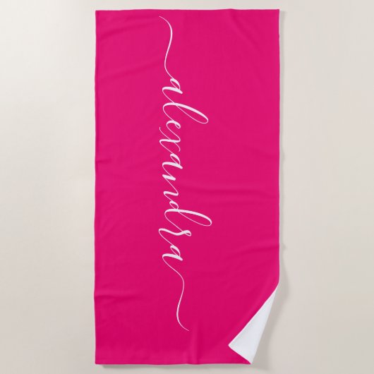 Meisjes hot-roze script name strandhanddoek strandlaken (Voorkant)