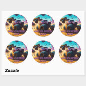 Meisjes houden ook van Monster Trucks Verjaardagsf Ronde Sticker (Vel)