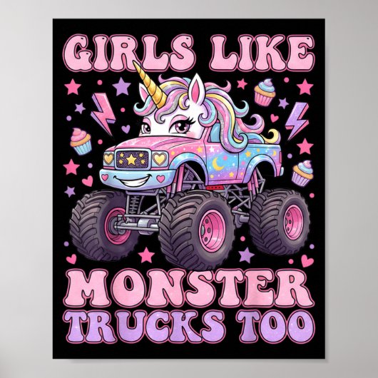 Meisjes houden ook van monstertrucks te schattige  poster (Voorkant)