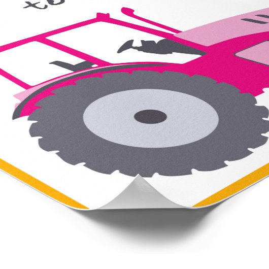 Meisjes houden ook van tractoren kinderkamer roze  poster (Hoek)