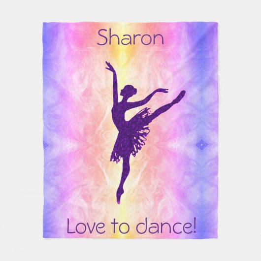 Meisjes houden van dansen Ballerina gepersonalisee Fleece Deken (Voorkant)