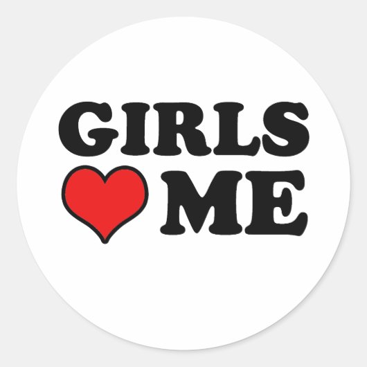 Meisjes houden van mij ronde sticker (Voorkant)