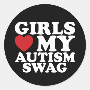 Meisjes houden van mijn autisme Swag Bewustzijn Ha Ronde Sticker
