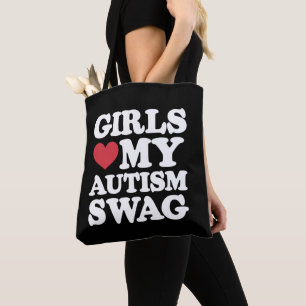 Meisjes houden van mijn autisme swag grappig bewus tote bag