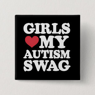 Meisjes houden van mijn autisme swag grappig bewus vierkante button 5,1 cm
