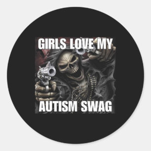 Meisjes houden van mijn autisme swag grappige crin ronde sticker