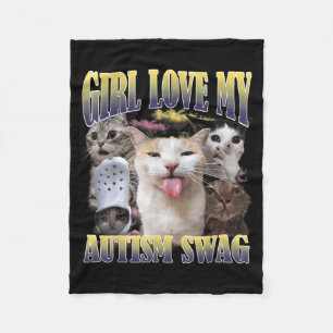 Meisjes houden van mijn autisme swag grappige kat  fleece deken