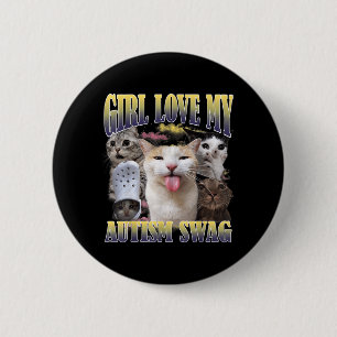 Meisjes houden van mijn autisme swag grappige kat ronde button 5,7 cm