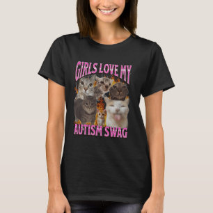 Meisjes houden van mijn autisme swag grappige kat t-shirt