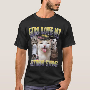 Meisjes houden van mijn autisme swag grappige kat t-shirt