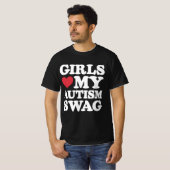 Meisjes houden van mijn autisme zwaaien grappig be t-shirt (Voorkant volledig)