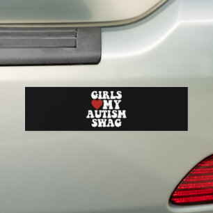 Meisjes houden van mijn autisme zwaaien grappige a bumpersticker