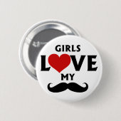 Meisjes houden van mijn snor ronde button 5,7 cm (Voorkant /achterkant)
