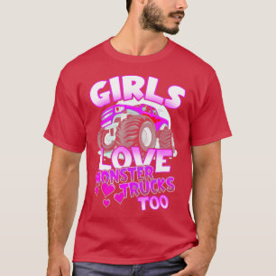 Meisjes houden van monster voor vrachtwagens te ve t-shirt