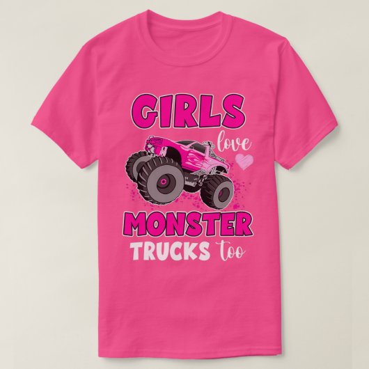 Meisjes houden van monster voor vrachtwagens te ve t-shirt (Design voorkant)