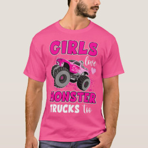 Meisjes houden van monster voor vrachtwagens te ve t-shirt