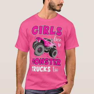 Meisjes houden van monster voor vrachtwagens te ve t-shirt