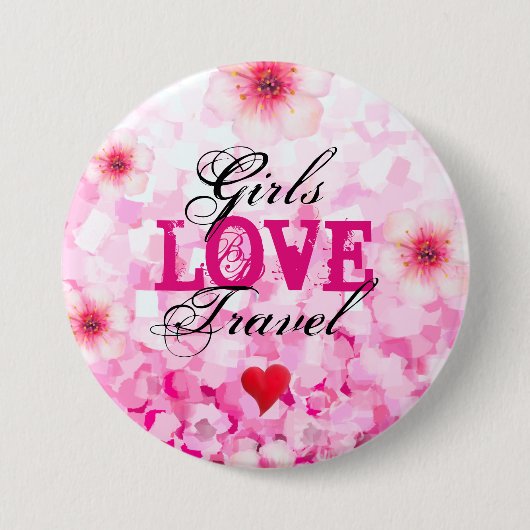 Meisjes houden van reizen ronde button 7,6 cm (Voorkant)