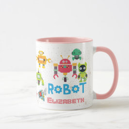 Meisjes houden van ROBOTS Roze Genoemde Grappige M Mok