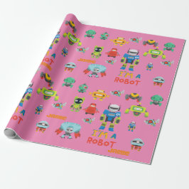 Meisjes houden van robots roze schattige Cartoon g Cadeaupapier