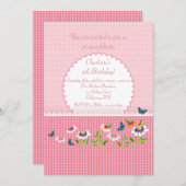 Meisjes houden van roze uitnodiging (Voorkant / Achterkant)