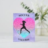 Meisjes houden van voetbal briefkaart (Staand voorkant)