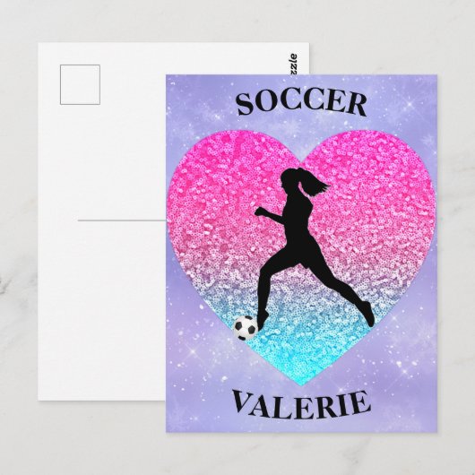 Meisjes houden van voetbal briefkaart (Voorkant / Achterkant)
