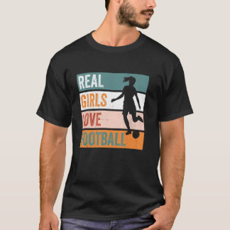Meisjes houden van voetbal grappige atleet atletie t-shirt