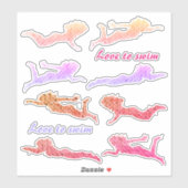 Meisjes "Houden van zwemmen" Pailletten Zwemster S Sticker (Vel)