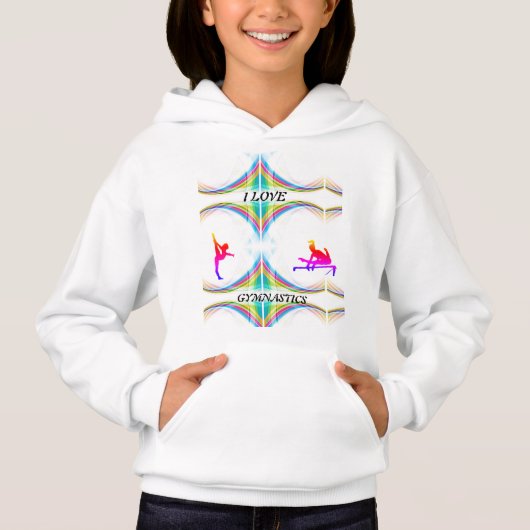 Meisjes "I Love Gymnastics" Abstracte Hoodie (Voorkant)