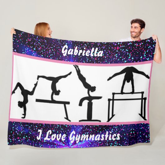 Meisjes I Love Gymnastics Fleece Blanket for Gymna (In situ)