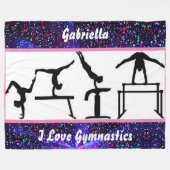 Meisjes I Love Gymnastics Fleece Blanket for Gymna (Voorkant (Horizontaal))