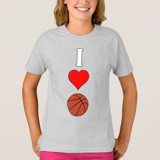 Meisjes I Love/Heart Basketball Basketball Player T-shirt (Voorkant)