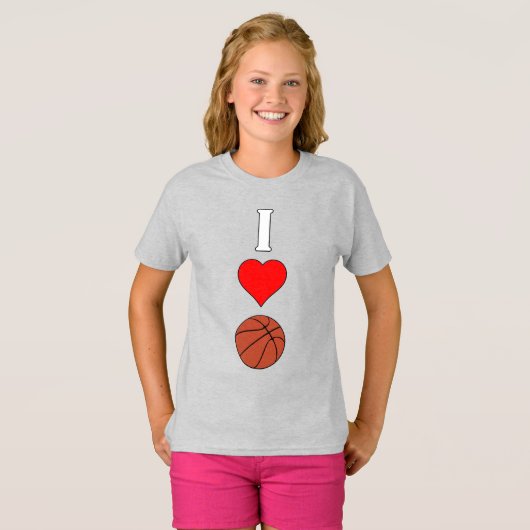 Meisjes I Love/Heart Basketball Basketball Player T-shirt (Voorkant volledig)