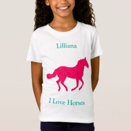 Meisjes "I Love Horses" Roze Paard T-shirt