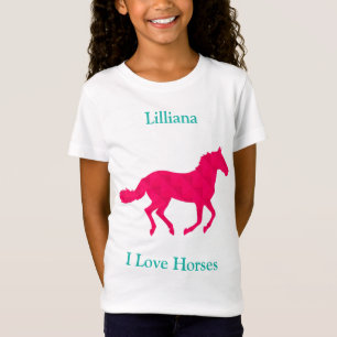 Meisjes "I Love Horses" Roze Paard T-shirt