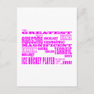 Meisjes Ice Hockey: Roze hoogste ijshockeyspeler Briefkaart