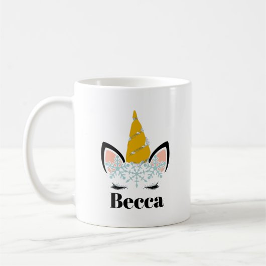 Meisjes Ice Queen Unicorn Pareltjes Custom Naam Ke Koffiemok (Links)