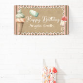 Meisjes Ijsje Kinderen Verjaardag Kraft Papier Spandoek (Insitu)