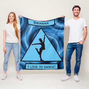 Meisjes "Ik hou van dansen" Blauwe Zwemelen Fleece Deken