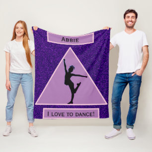 Meisjes "Ik hou van dansen" Paarse sparkle Fleece Deken