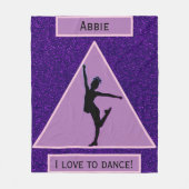 Meisjes "Ik hou van dansen" Paarse sparkle Fleece Deken (Voorkant)