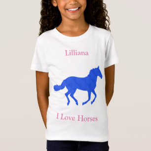 Meisjes "Ik hou van paarden" Royal Blue Paard T-sh T-shirt