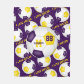 meisjes Ik hou van voetbal paars gouden witte  Fleece Deken (Voorkant)