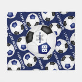 meisjes Ik hou van voetbal tekst blauw zwart Fleece Deken (Voorkant (Horizontaal))