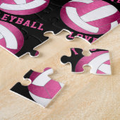 meisjes Ik hou van volleybal helder roze gepersona Legpuzzel (Zijkant)