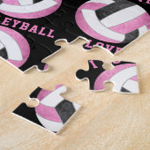 meisjes Ik hou van volleybal roze zwart gepersonal Legpuzzel (Zijkant)