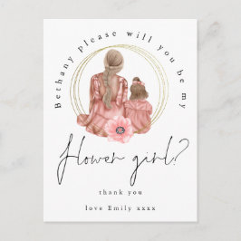 Meisjes Illustratie Wees Mijn Bloemenmeisje Verzoe Uitnodiging Briefkaart