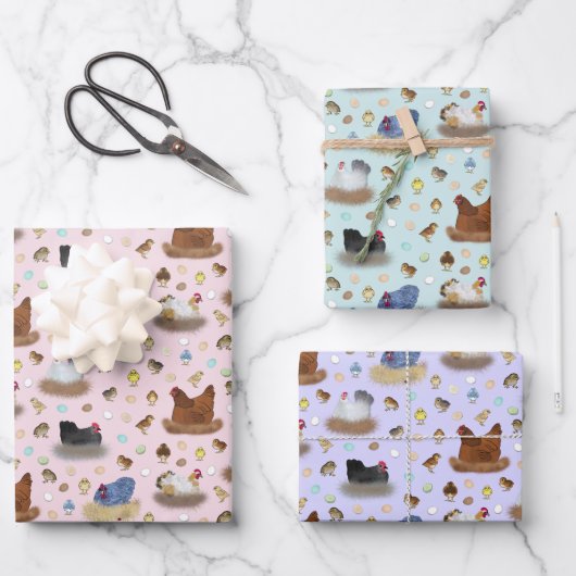 Meisjes in de Coop - roze, paarse, mint aqua Inpakpapier Vel (Voorkant)